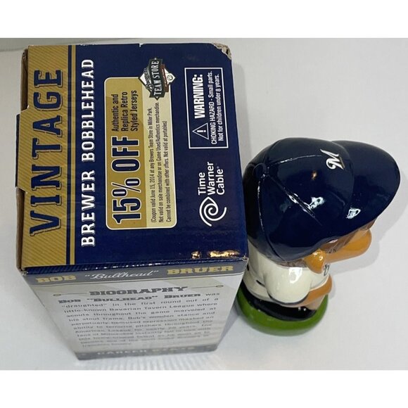 2014 Milwaukee Brewers Bob "Bullhead" Bruer Collectible Bobblehead, #3 of 8 - Picture 7 of 11